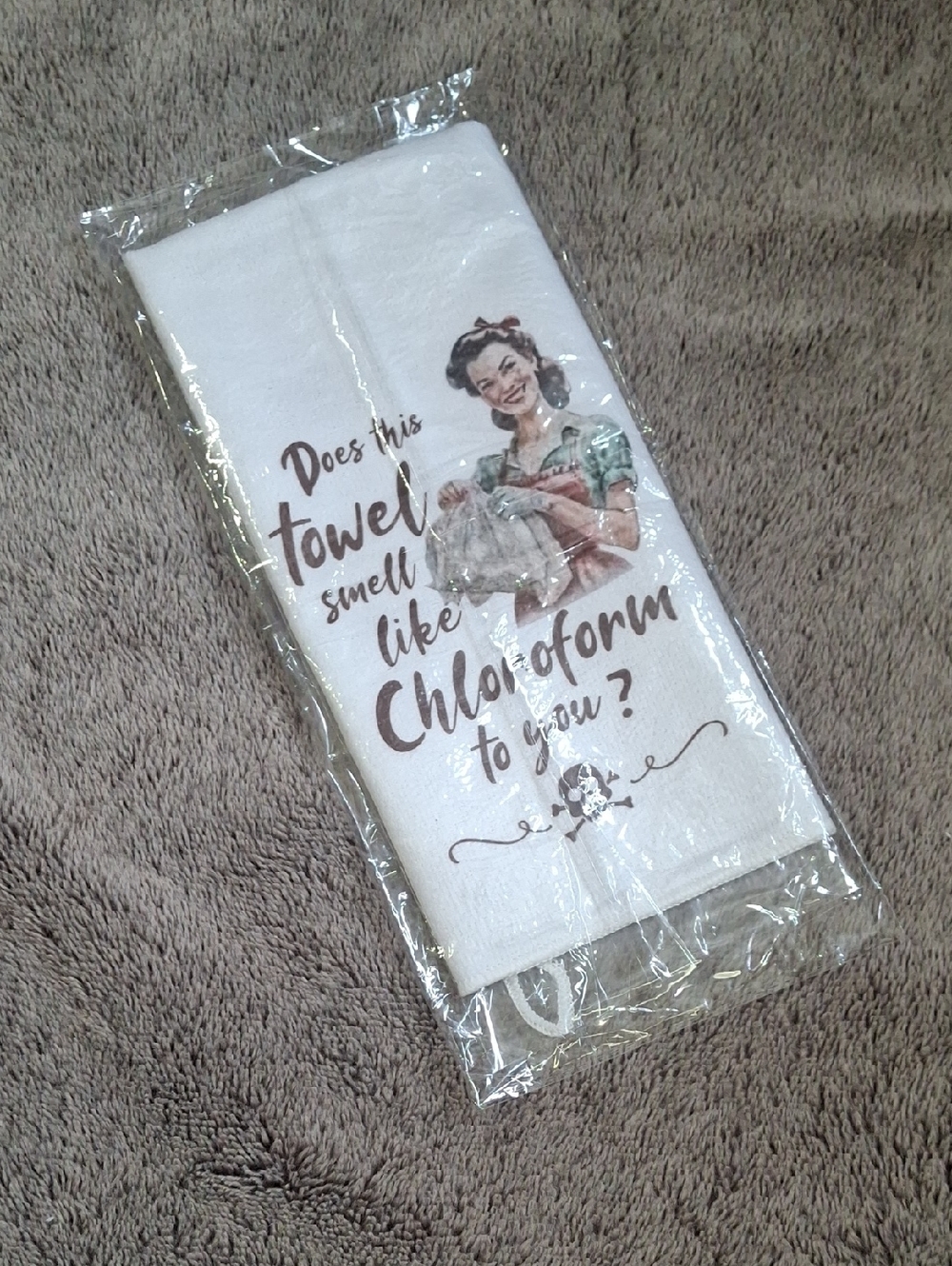 Retro Script Funny Kitchen Towel - Picture 3 of 5
